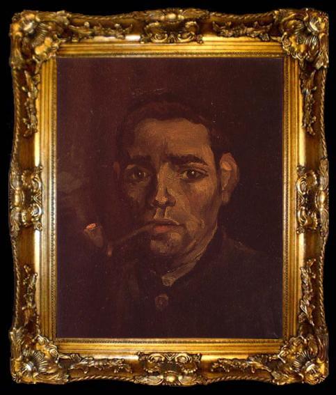framed  Vincent Van Gogh Head of a Young Peasant with Pipe (nn04), ta009-2